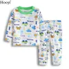 Hooyi Green Trucks Bair Boys Pajamas 의류 세트 어린이 수면 세트 잠자기 100% 면화 만화 베비 의류 Nightgown 240325