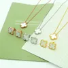 fashion necklace ladies New Brand 925 sterling silver Clover Earrings Charm Gold Pendant for women High Quality Designer Necklace Jewelry Set