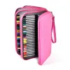 Väskor 184 Hål 4layer Pu Zipper Pencil Case Art Målning Ritning Sketch Pen Brush Cosmetic Storage Bag Organizer School Stationery Box