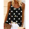 T-shirt da donna Sleeveless Sleet Shirt Boho Beach Female 2021 Summer Small Daisies Print Tops Cash Women Shirts Y Cint Tank Drop Dh4ja