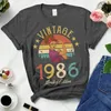 Vintage 1986 Limited Edition Black Cotton T Shirts Women Retro Summer Fashion 38th 38 Years Old Birthday Party Tshirt Ladies Top 240403