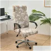 Chair Covers Stretch Computer Er With Arms Floral Printed Office Rotating Sliper Desk Armchair Seat Anti-Dirty 240313 Drop Delivery Ho Otp7U