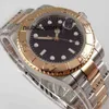 40mm Watch Rose Gold Plated Genuine 8215 Movement Mens Black Dial Sapphire Glass Date 904l Steel Bracelet Luxury Designer