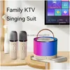 Microphones K52 Wireless Portable Bluetooth haut-haut-parleur mtifonction avec 1-2 microphone RVB Music Player Karaoke Hine pour Child Home Drop Dh3QF