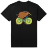 Herr t-skjortor cykel zeeland rolig kiwi på en cykel designidé grafisk klassisk bomull streetwear födelsedagspresent t-shirt