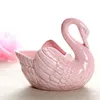 Decorative Figurines Ceramic White Home Decoration Creative Swan Beautiful Storage Box Candlestick Pography Prop Flower Pot