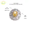 Cluster anneaux étoiles brillantes bijoux fine ovale 8 10 mm jaune en diamant haut diamant fermé sonne s925 argent plaqué 18 karat or