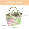 Storage Bags Pvc Woven Basket Baskets Plastic Handle Containers Rustic Picnic Shopping Bag Organizer Lady Party Bread