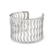 Bangle High Quality Hollow Bangles Stainless Steel Bracelet Blank Wide Cuff Jewelry Present For Girl Elegant 2024
