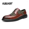 Casual Shoes 2024 Men Fashion Derby Dress Formal Wedding Brand Black Brogue Leather Big Size 38-45 Work Loafers Flats