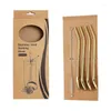 Paies de consommation 4PCS Paille en acier inoxydable Spoon 3 en 1 Fonction réutilisable avec nettoyage de la brosse