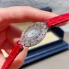 Luxury Happy Flowing Five Platinum Double Circle Original Diamond Red 24 mm kwarcowy zegarek dla kobiet 160052