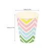 Disposable Cups Straws 24 Pcs Coffee Cup Convenient Paper Party Colorful Wave Tea Household Beverage Coated Pattern Travel With Lid