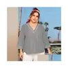 Koszulka damska plus w rozmiarze 2022 Fi Summer Kobiet Kobieta w paski bluzki żeńska v szyja lg rękaw nieregularne luźne wierzchołki L4TI Drop Deli Dhj9i