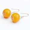 Pendientes colgantes de 12 mm Amarillo amarillo natural Turquesa Año de la acuicultura Aquacultura Regalos Fashion Fashion Día de Acción de Gracias Regalos Carnaval