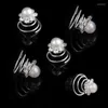 Broszki 12PCS Kobiety moda Pearl Wedding Pinów do włosów ślubnych skręty cewki kwiatowe spiralne spinki do włosów klejnotne akcesoria na prezenty