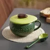 Mugs Avocado Green Breakfast Oatmeal Cup Children Can Put Microwave Oven Lovely Milk Coffee High Beauty Value With Spoon