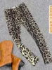 Damesbroek fluweel leggings voor bovenkleding 2024 Melk zijde hoog getailleerde elastische dunne luipaardprint yoga bijgesneden