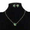 Комплект ожерелья и серег с зеленой звездой, ювелирные изделия для вечеринки, женские свадебные аксессуары из двух предметов, подарок