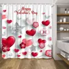 Rideaux de douche Rideau de Saint-Valentin Roses rouges Ballons roses Arbre d'amour Vélo Camion romantique Polyester Tissu imprimé Décor de salle de bain