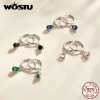 Earrings WOSTU 925 Sterling Silver Water Drop Earrings Shining CZ Dangle Earrings For Women Luxury Jewelry Best Gift CQE1018