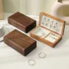 Resa retro trä smycken låda förpackning vigselring halsband armband arrangör kvinnor män display lådan gåva för par