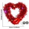 Fleurs décoratives Love Heart Wreath Happy Valentine Day Garlands Garlands Wall Decor Wedding For Weedings Room With LED Lights