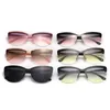 Solglasögon Y2K Vintage Half Frame Cat Eye Women For Men Punk Brand Designer Sun Glasses lyxiga rosa glasögon Hip Hop -nyanser