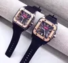 Factory Direct Selling Automatic Date Men Women Watches Luxury Fashion Rubber Belt Quartz Movement Clock Square Roman Tank Dial Wristwatch Gifts