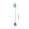 Spoons Creative Milk Dessert Bell Orchid Spoon Colorful Transparent Glass Söt långhandtag Kaffe liten färsk blomma