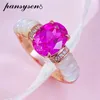 Cluster Ringen PANSYSEN Luxe 925 Sterling Zilver 7 9 MM Ovaal Geslepen Saffier Pinctada Albina Ring Voor Vrouwen Bruiloft Verloving fijne Sieraden