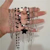 Pendant Necklaces Kpop Goth Vintage Cool Y2K Star Pendant Beaded Silver Color Chain Necklace For Women Men Aesthetic Grunge EMO Jewely Accessory