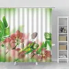 Shower Curtains Flower Curtain Set Orchid Teal Rose Plant Floral Leaves Print Bathroom Decor Fabric Bath Bathtub Accessories Hook