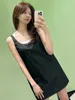 Basic & Casual Dresses designer Triangle logo dress 2023S Spring/Summer new black nylon backless suspender B29F