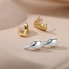 Edelstahl klobige Reifenohrringe für Frauen Freunde Vintage Gold Farbe Geometrie Wassertropfen Ohrringe Einfacher Partyschmuck 240321