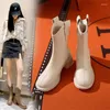 Boots Small Short Women's 2024 Autumn Large Size Fashion Thick Heel Riding Fried Street Skinny