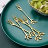 Forks Household Small Dessert Fruit Leaf Children's Fork Stainless Steel Kitchen Sign Creative Set Accessory