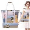 Storage Bags Seashell Beach Bag Mesh Net Shower Tote Sandproof Waterproof Large Capacity For Shell Collection Swimming