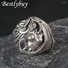 Cluster Rings Real S925 Silver Art Model Nude Female Figure Vintage Personality Men's And Women's Fashion Couple Jewelry