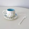 Copos pires cerâmica xícara de café esmalte frio flor bebida ware reutilizável ideias de presente personalizado jogo de xicaras casa jardim