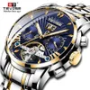 Top Luxury Brand Tevise Automatic Men Watch en acier inoxydable Tourbillon Calendrier mécanique Wristwatch Men Business Clock2590