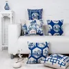 Almohada /decorativo moderno paisaje chino azul cubierta blanca almohadas decorativas almohadas cintura espesa lino