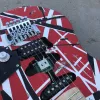 Gitara bezpłatna wysyłka/Eddie van Halen/Red Frankenstrat Electric Guitar/Heavy Aged Guitar/White Black Red Stripe