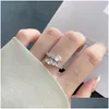 Bröllopsringar Diamond Designer Ring for Woman 925 Sterling Sier Square Zirconia Womens Love Promise Wed Engagement Luxury Jewelry GI DHK4W