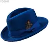 Geniş Memlu Şapkalar Kova 2024 Yeni Trilby Mens Sıcak Klasik Tüy Fedora Hat Basit Kadın Hamburg Vintage Domuz Pastası Kış Sombrero Hombre YQ240403