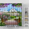 Shower Curtains 3D Grape Flower Stand Curtain Europ Pastoral Scenery Home Background Hanging Cloth Polyester Bathroom Decor Bath