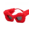 Zonnebrillen trendy kattenoog vrouwen punk zachte bont fluwelen zonnebril dames uv400 tinten handgemaakte bril gafas de sol