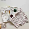 Rompers 2024 Summer New Baby Short Short Short Frenborn Girl Girl Cartoon Salta floreale Canotta di cotone Shop Out Out Pajamas 0-24m L240402