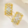 Cluster Rings S925 Silver Ear Studs Italian Textured Carved Diamond Set Metal Light Luxury High Grade Earrings And Jewelry