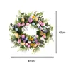 Dekorativa blommor påskägg blomma kransdörr 45 cm hängande kransar konstgjorda gröna blad krans för front